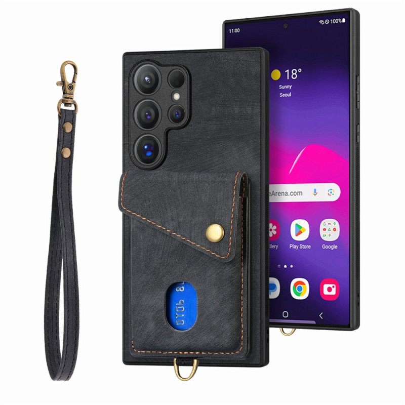 Hoesje Samsung Galaxy S25 Ultra 5g Suède-look Met Kaarthouder Standaard