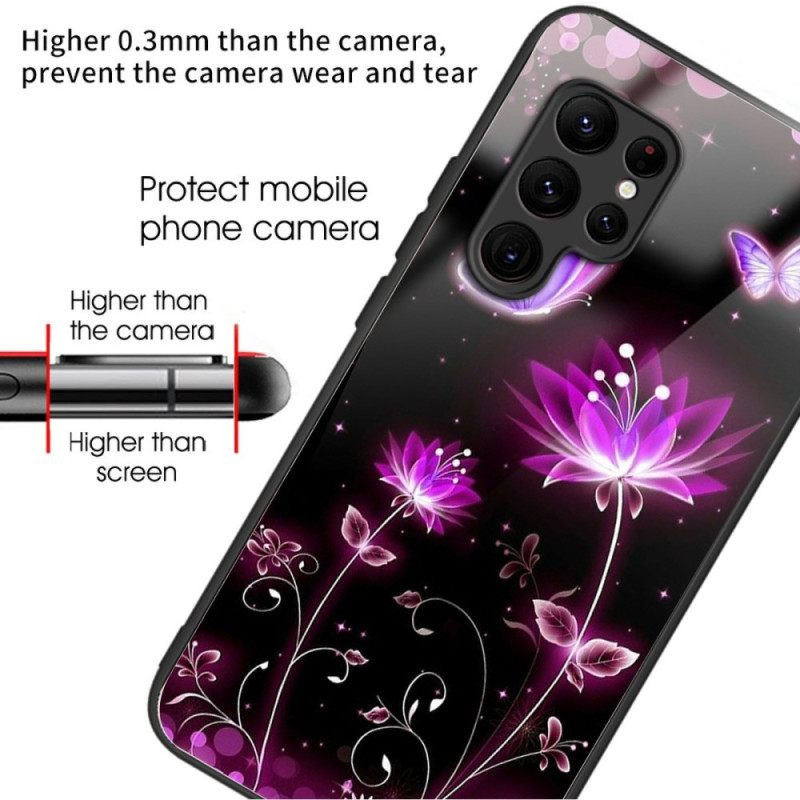 Hoesje Voor Samsung Galaxy S25 Ultra 5g Bloemen En Vlinders Van Gehard Glas