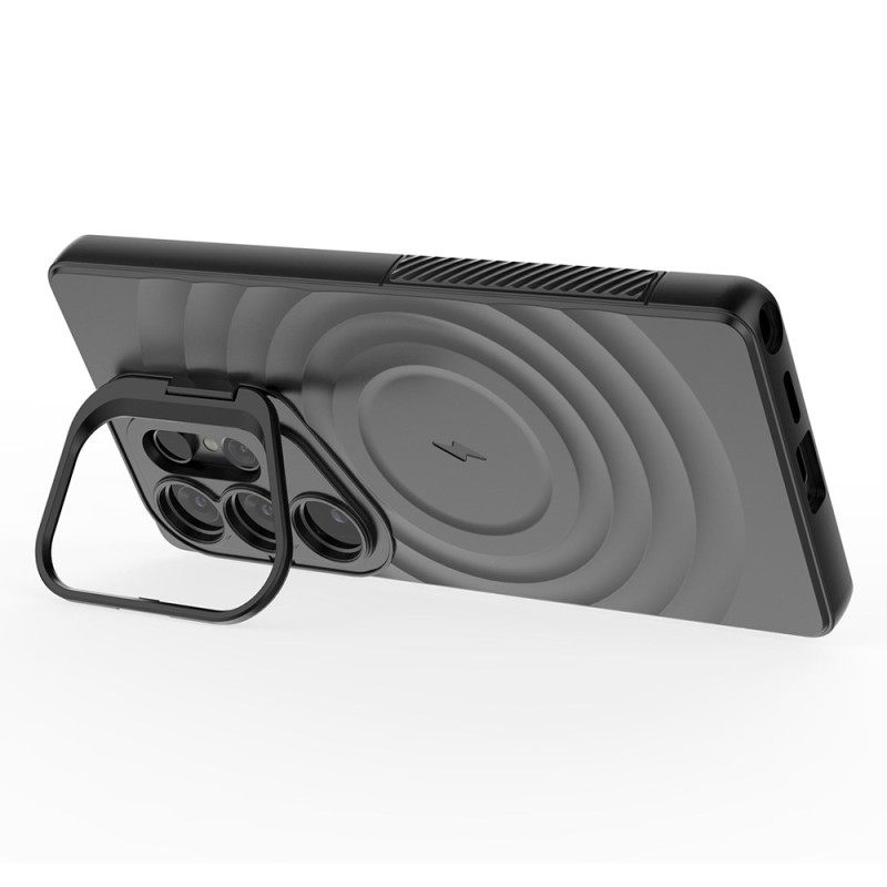 Hoesje Voor Samsung Galaxy S25 Ultra 5g Magsafe-compatibel Golvend Ontwerp Met Standaard