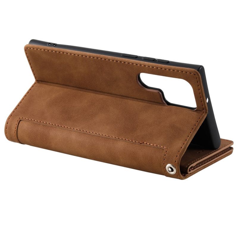 Leren Hoesje Samsung Galaxy S25 Ultra 5g Portemonnee Met Rits Bescherming Hoesje