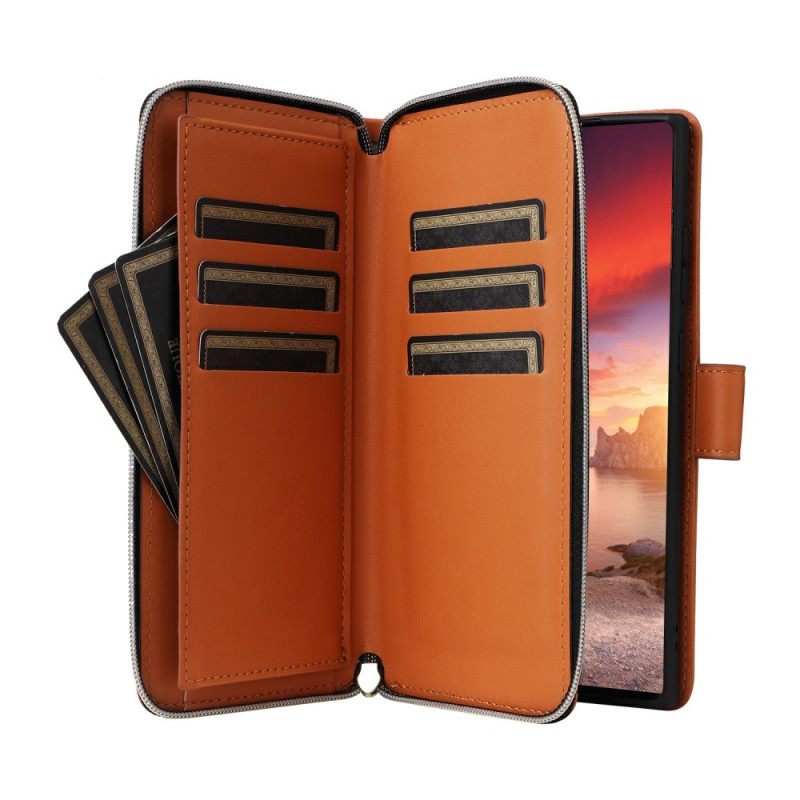 Leren Hoesje Voor Samsung Galaxy S25 Ultra 5g 9 Kaartsleuven Met Bandje