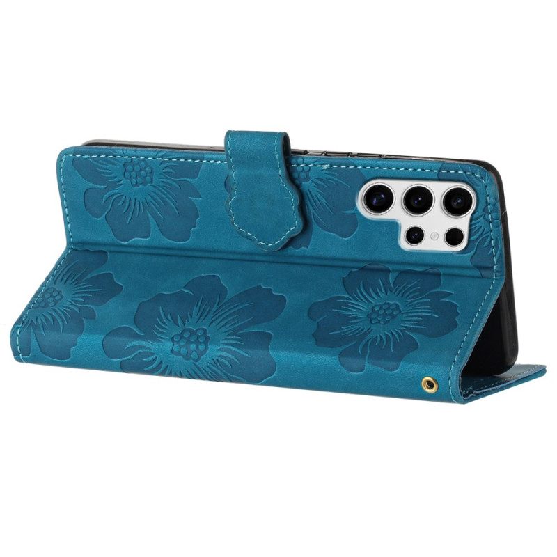 Leren Hoesje Voor Samsung Galaxy S25 Ultra 5g Verfijnd Bloemenpatroon