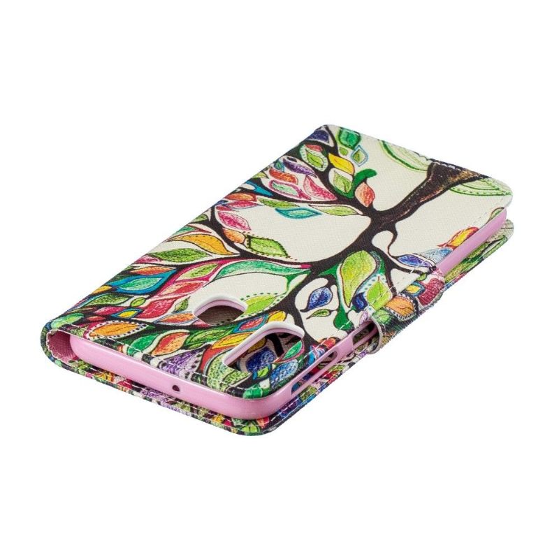 Cover voor Samsung Galaxy A40 Anti-fall Folio-hoesje Gekleurde Boom