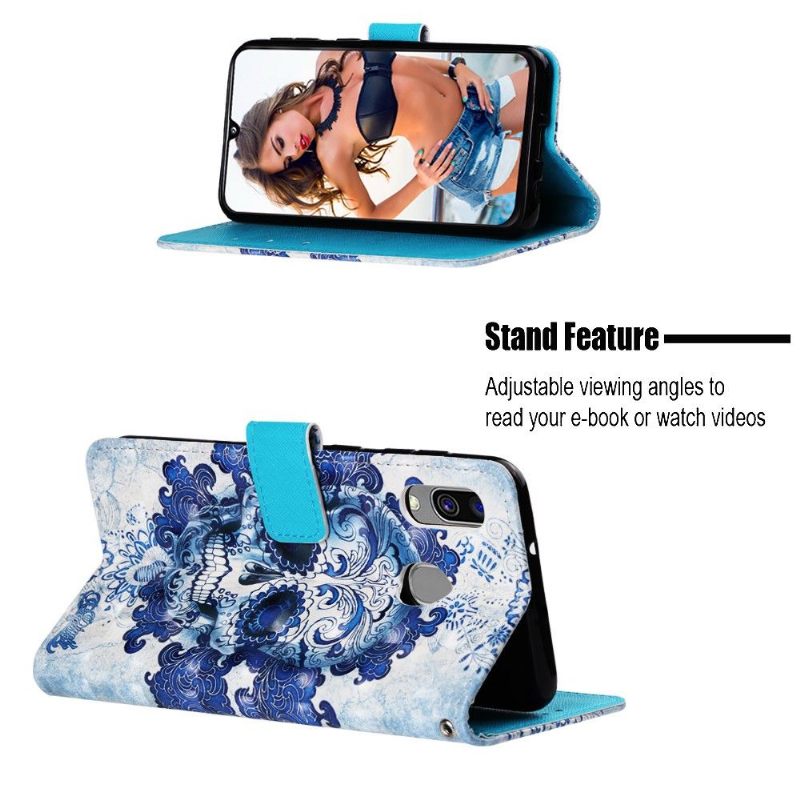 Leren Hoesje voor Samsung Galaxy A40 Calavera-patroon
