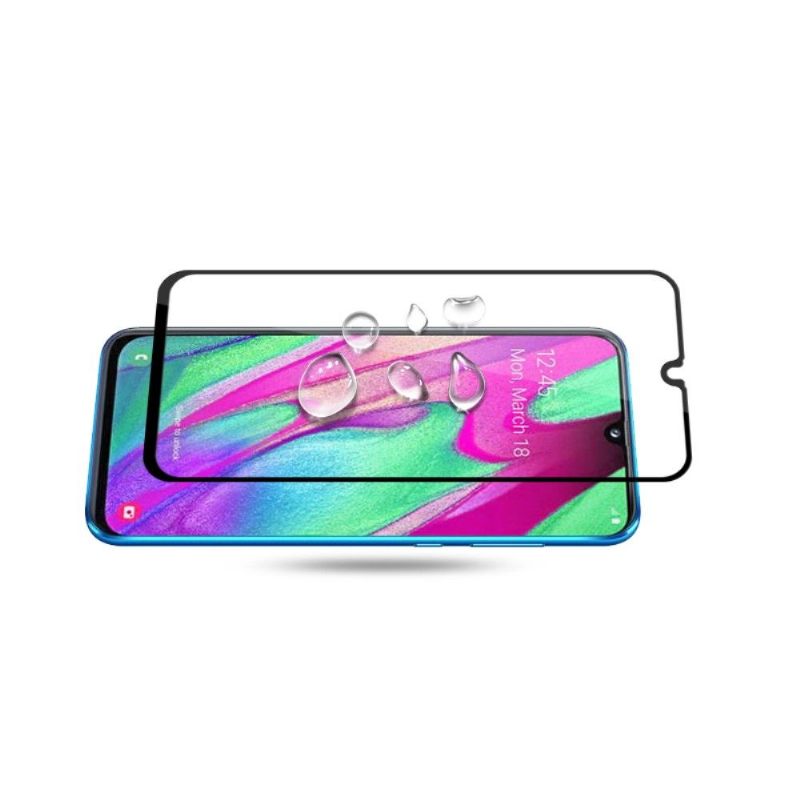 Samsung Galaxy A40 - Schermbeschermer Van Gehard Glas Op Ware Grootte - Zwart