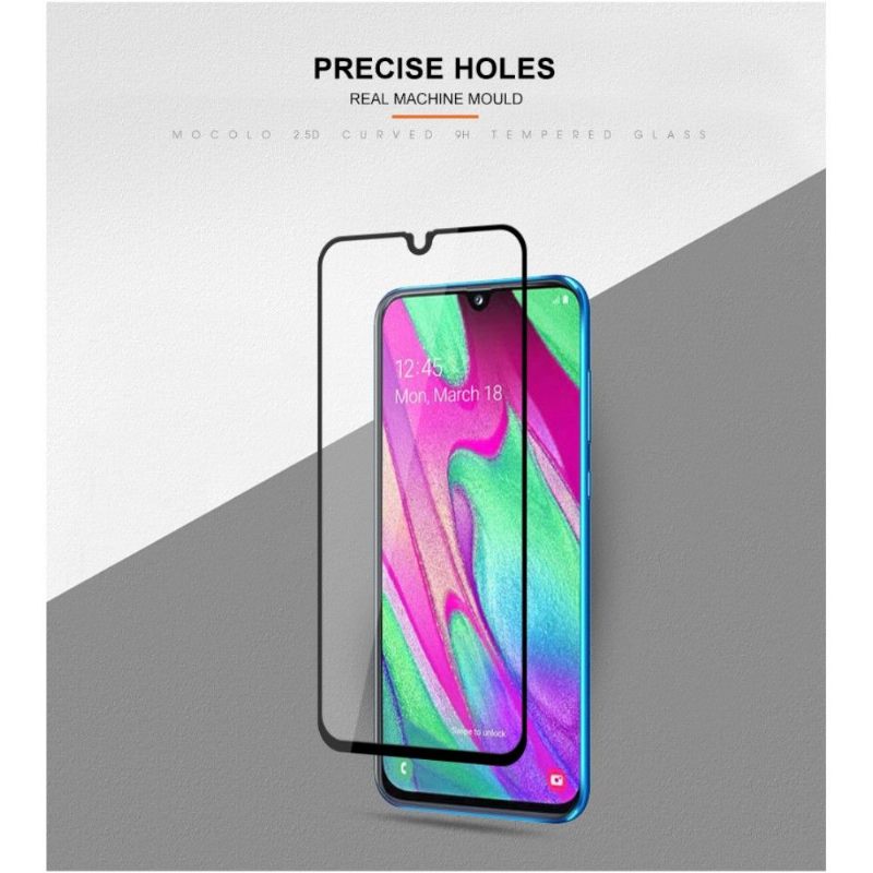 Samsung Galaxy A40 - Schermbeschermer Van Gehard Glas Op Ware Grootte - Zwart