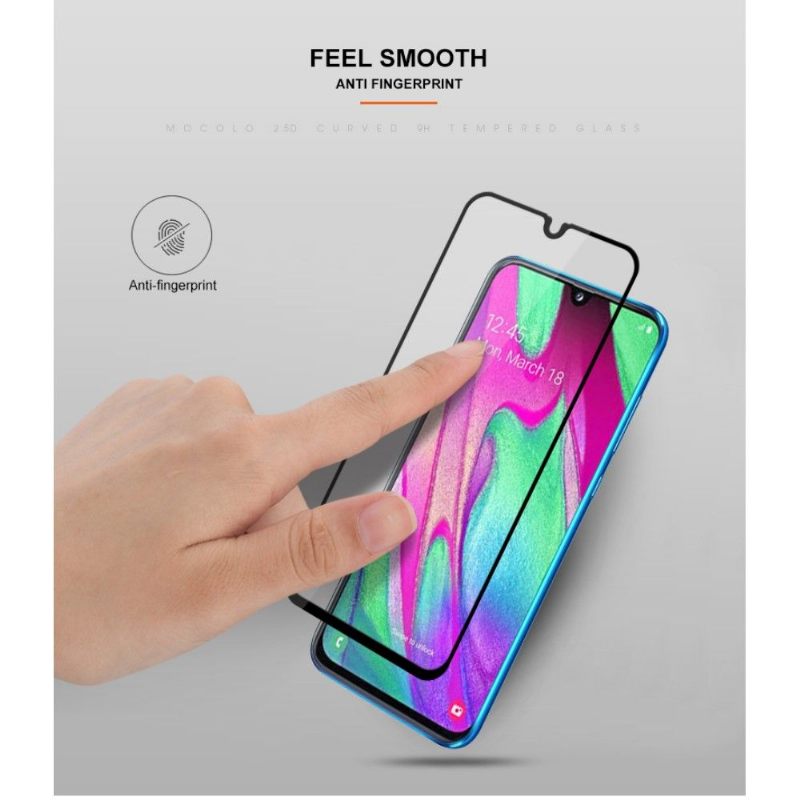 Samsung Galaxy A40 - Schermbeschermer Van Gehard Glas Op Ware Grootte - Zwart