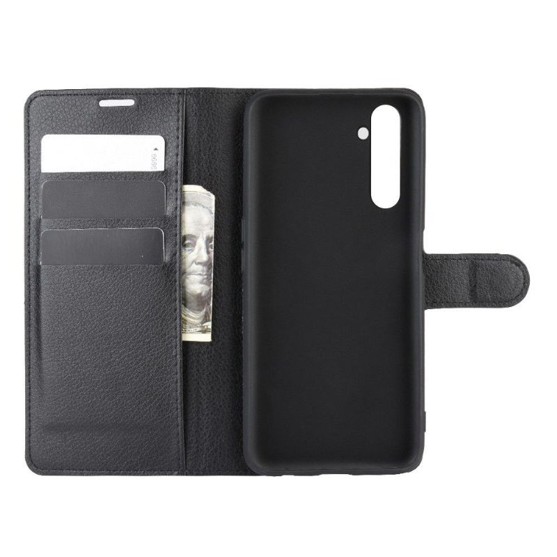 Folio-hoesje voor Realme 6 Pro Portemonnee Leren Leerstijl - Zwart