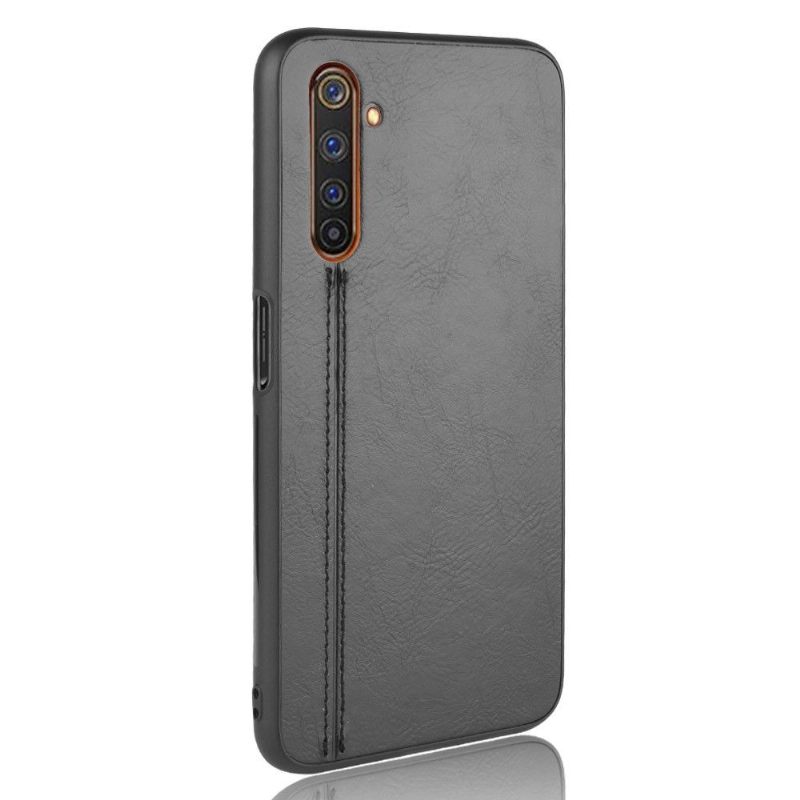 Hoesje voor Realme 6 Pro Stiksels Met Leereffect