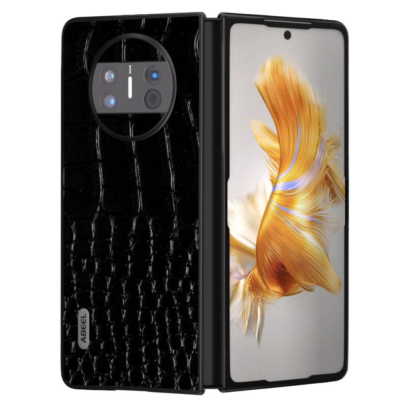 Cover Hoesje Huawei Mate X3 Telefoonhoesje Echt Krokodillenleerstijl Abeel