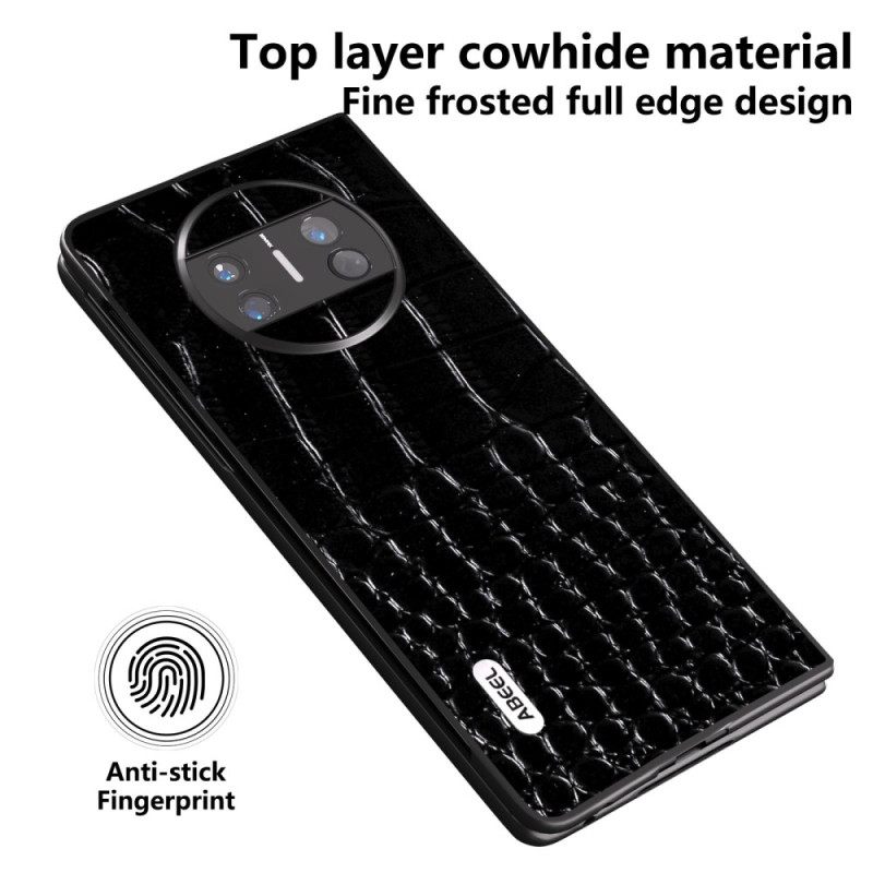 Cover Hoesje Huawei Mate X3 Telefoonhoesje Echt Krokodillenleerstijl Abeel