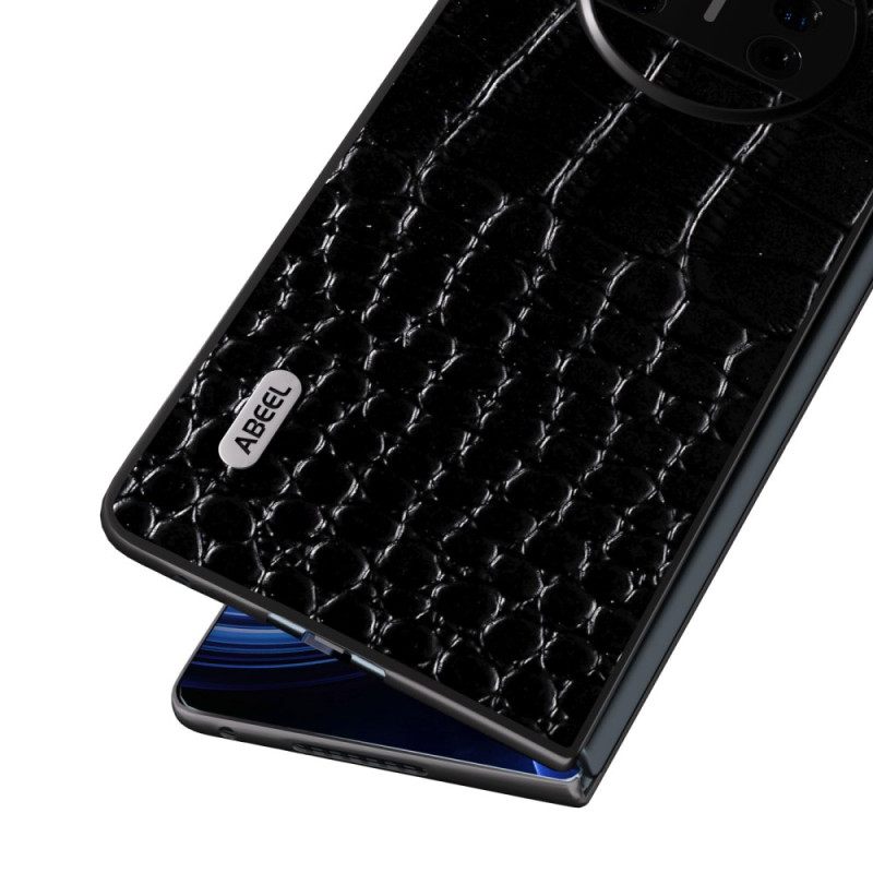 Cover Hoesje Huawei Mate X3 Telefoonhoesje Echt Krokodillenleerstijl Abeel