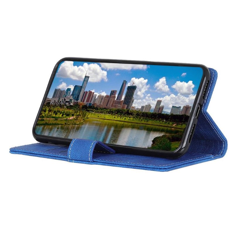 Leren Hoesje voor Xiaomi Redmi Note 8 Pro Stoffen Bekleding Met Naden