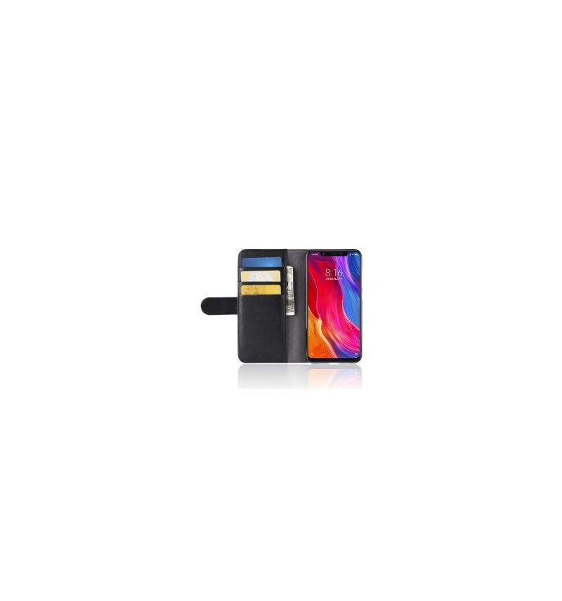 Folio-hoesje voor Xiaomi Mi 8 Premium Leder - Zwart