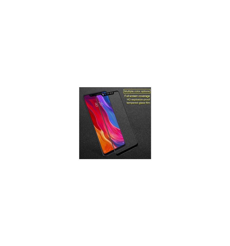 Xiaomi Mi 8 Schermbeschermer Van Gehard Glas Op Ware Grootte - Zwart