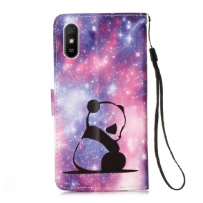 Case voor Xiaomi Redmi 9A Met Ketting Dromende Panda