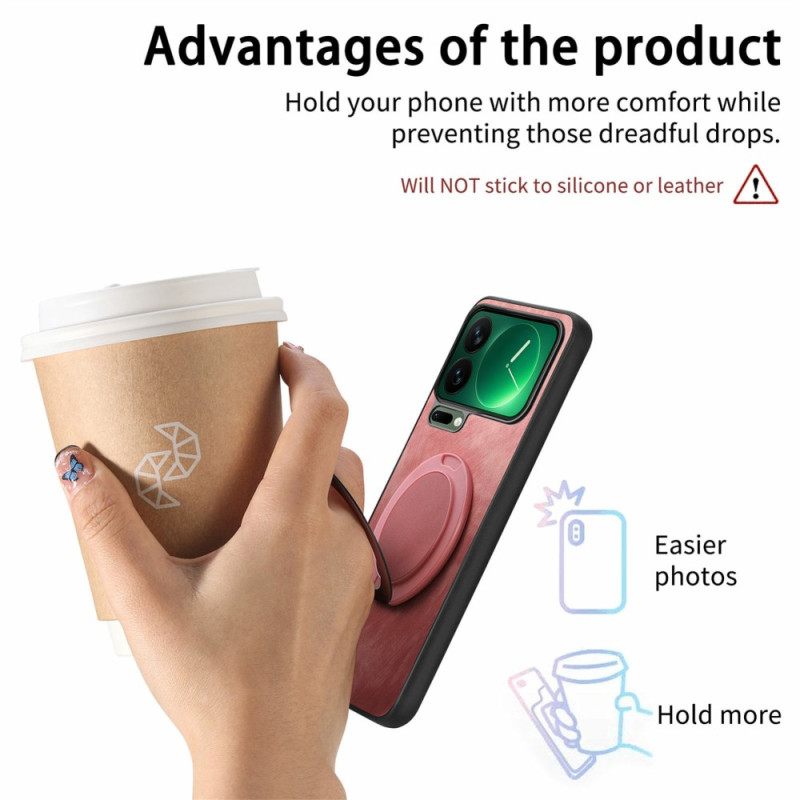 Cover Hoesje Xiaomi 17 Pro Telefoonhoesje Draaibare Standaard Retro Ledertextuur