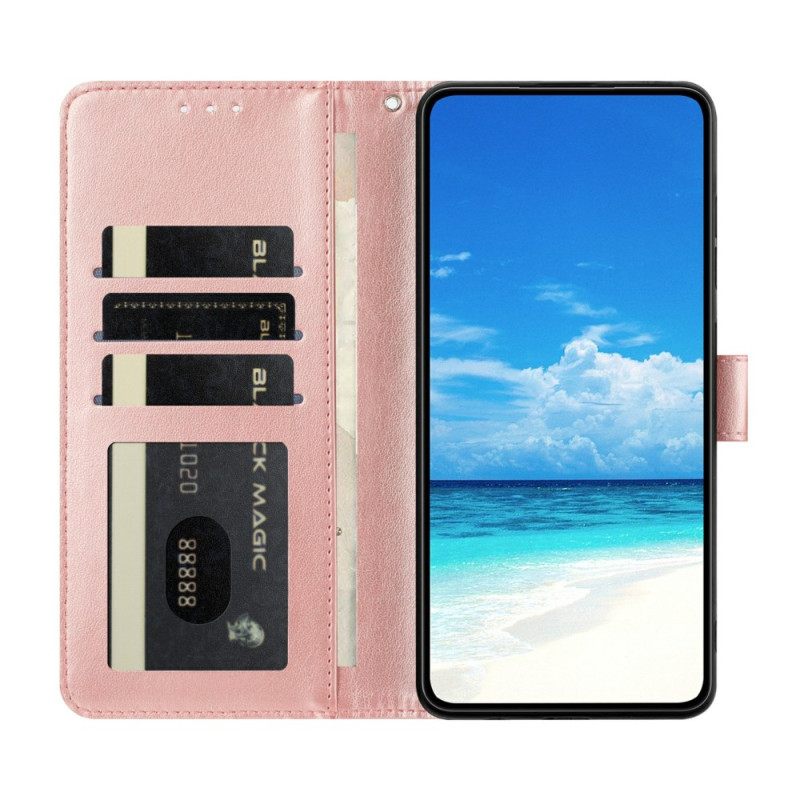 Flip Case Leren Xiaomi 17 Pro Gegraveerde Vlinders