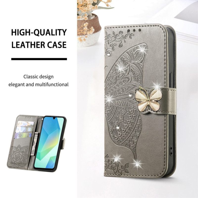 Folio-hoesje Xiaomi 17 Pro Telefoonhoesje 3d-vlinder En Strass-steentjes