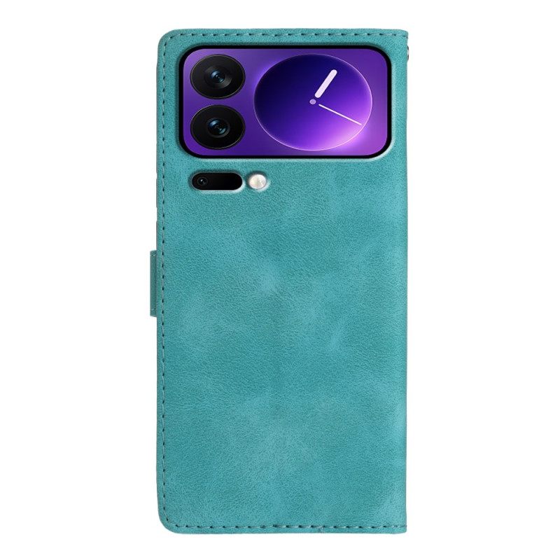 Folio-hoesje Xiaomi 17 Pro Telefoonhoesje Bloemenpatroon Met Suède-effect