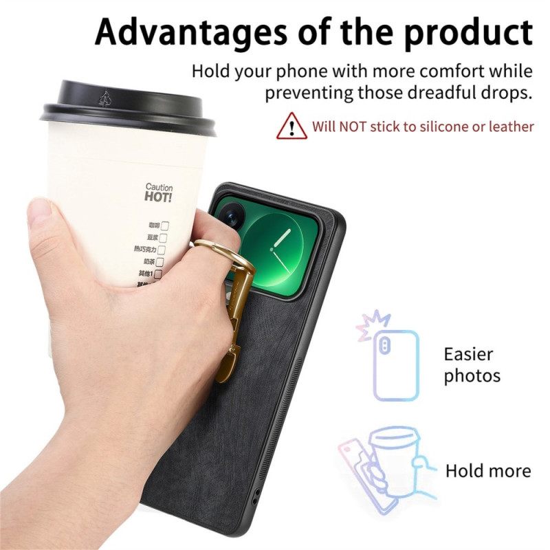 Hoesje Xiaomi 17 Pro Opvouwbare Standaard Met Retro Textuur Caseneo