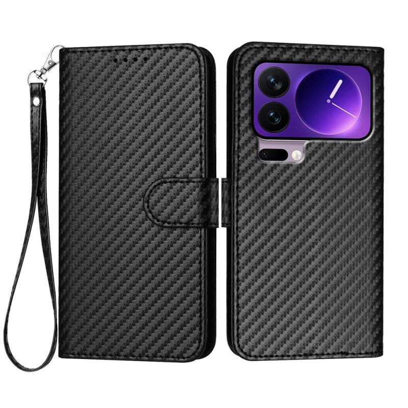 Leren Hoesje Voor Xiaomi 17 Pro Koolstofvezeltextuur