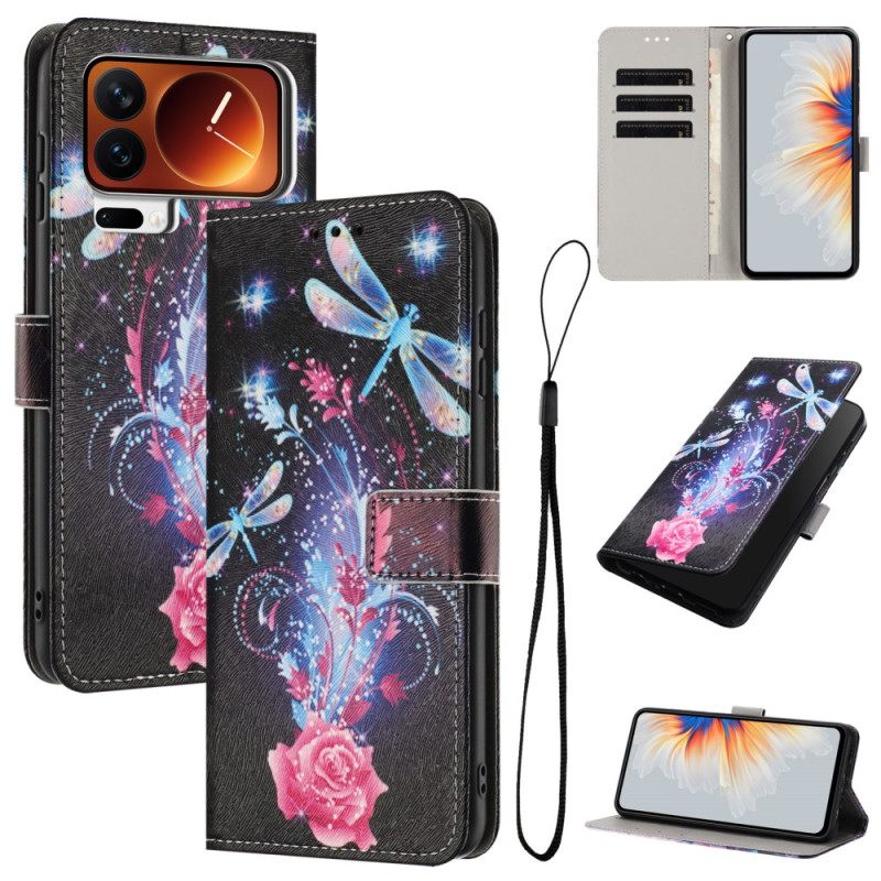 Leren Hoesje Voor Xiaomi 17 Pro Libellenpatroon