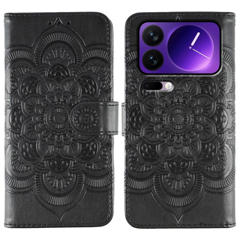 Leren Hoesje Xiaomi 17 Pro Bedrukte Mandala Bescherming Hoesje