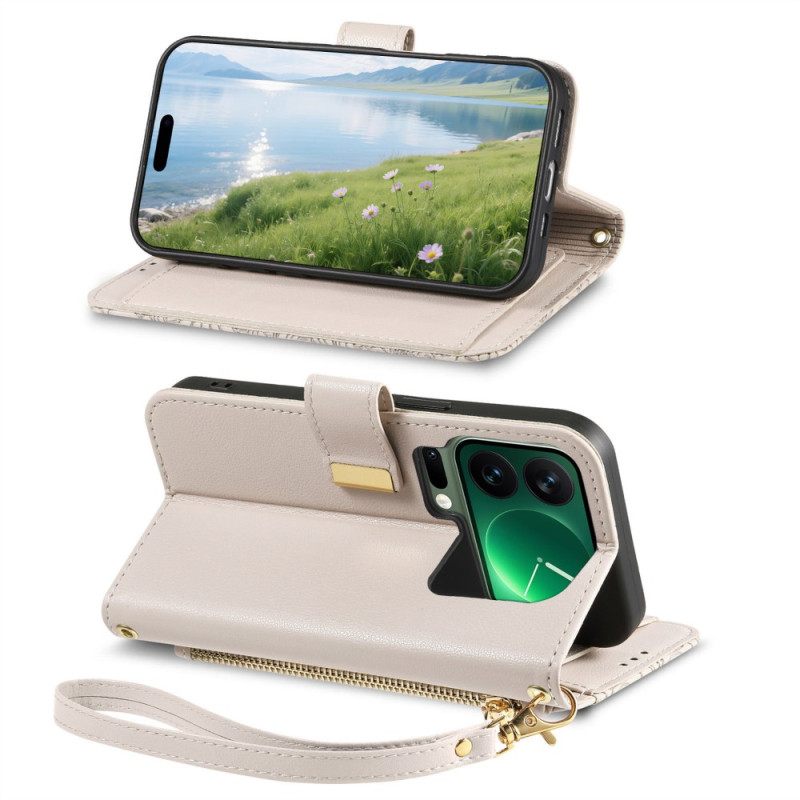 Leren Hoesje Xiaomi 17 Pro Bloemen- En Bladpatroon Bescherming Hoesje