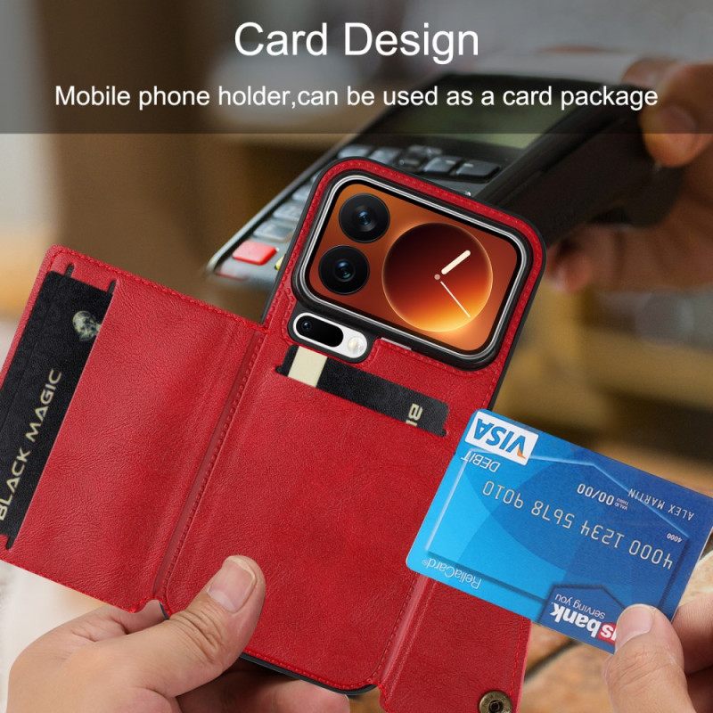 Leren Hoesje Xiaomi 17 Pro Kaarthouder En Standaard Bescherming Hoesje