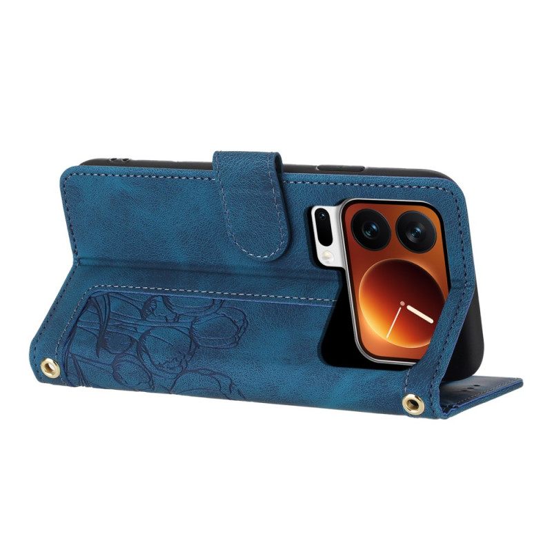 Leren Hoesje Xiaomi 17 Pro Portemonnee Met Tulpendesign