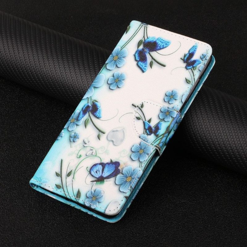 Flip Case voor Xiaomi Redmi Note 10 Pro Blauwe Bloemen En Vlinders