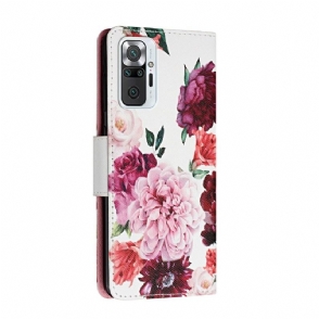 Folio-hoesje voor Xiaomi Redmi Note 10 Pro Anti-fall Pioenroos