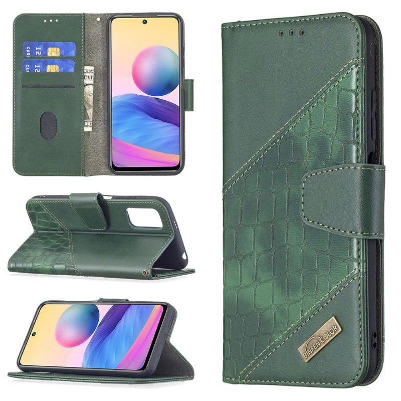 Folio-hoesje voor Xiaomi Redmi Note 10 5G / Poco M3 Pro Croc Aspect Leereffect