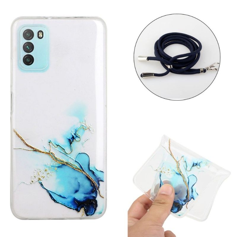 Hoesje voor Xiaomi Redmi Note 10 5G / Poco M3 Pro Marmer Met Riemkoord