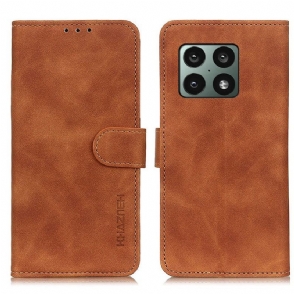 Folio-hoesje voor OnePlus 10 Pro 5G Mat Vintage Leereffect Khazneh