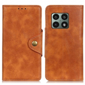 Leren Hoesje voor OnePlus 10 Pro 5G Vintage Kunstleer En Knop