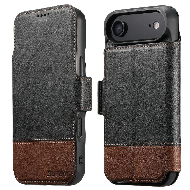 Leren Hoesje iPhone Air Magsafe Tweekleurige Afneembare Hoes Suteni Bescherming Hoesje