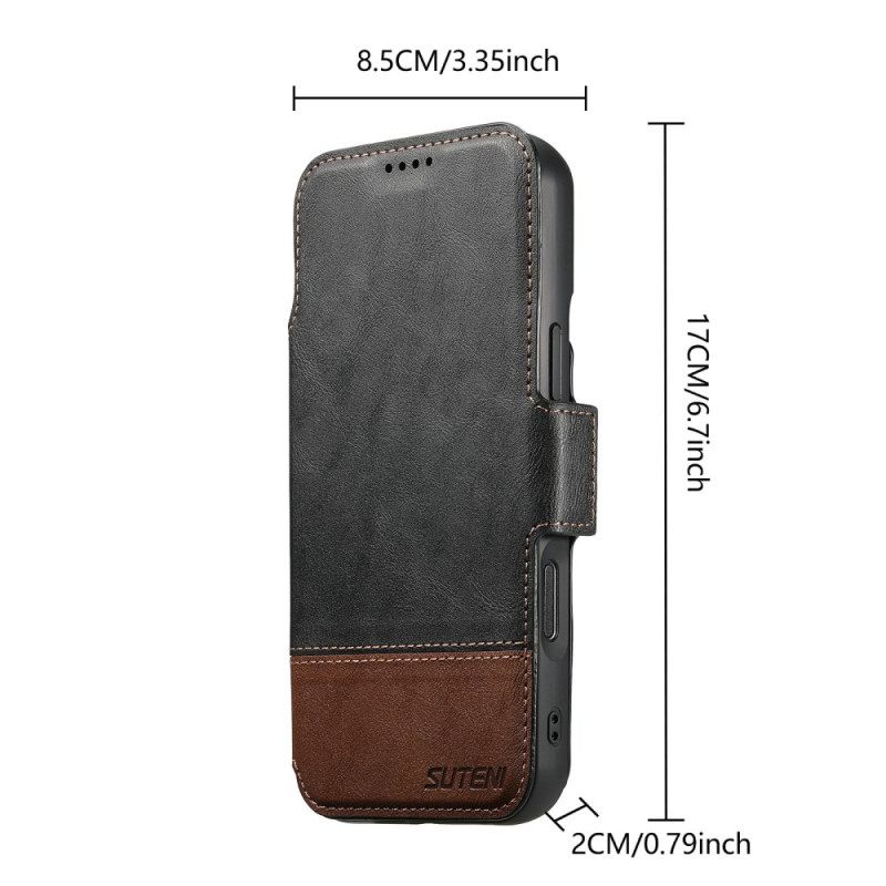 Leren Hoesje iPhone Air Magsafe Tweekleurige Afneembare Hoes Suteni Bescherming Hoesje