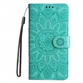 Flip Case voor Poco X5 5G Met Ketting Mandala-decoratie Met Riem
