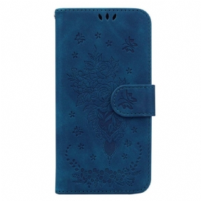Folio-hoesje voor Poco X5 5G Met Ketting Strappy Rozen En Vlinders