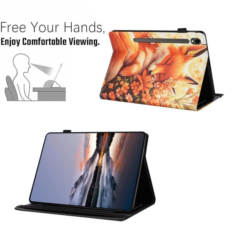 Cover Samsung Galaxy Tab S10 Fe Vos Met Bloemen Bescherming Hoesje