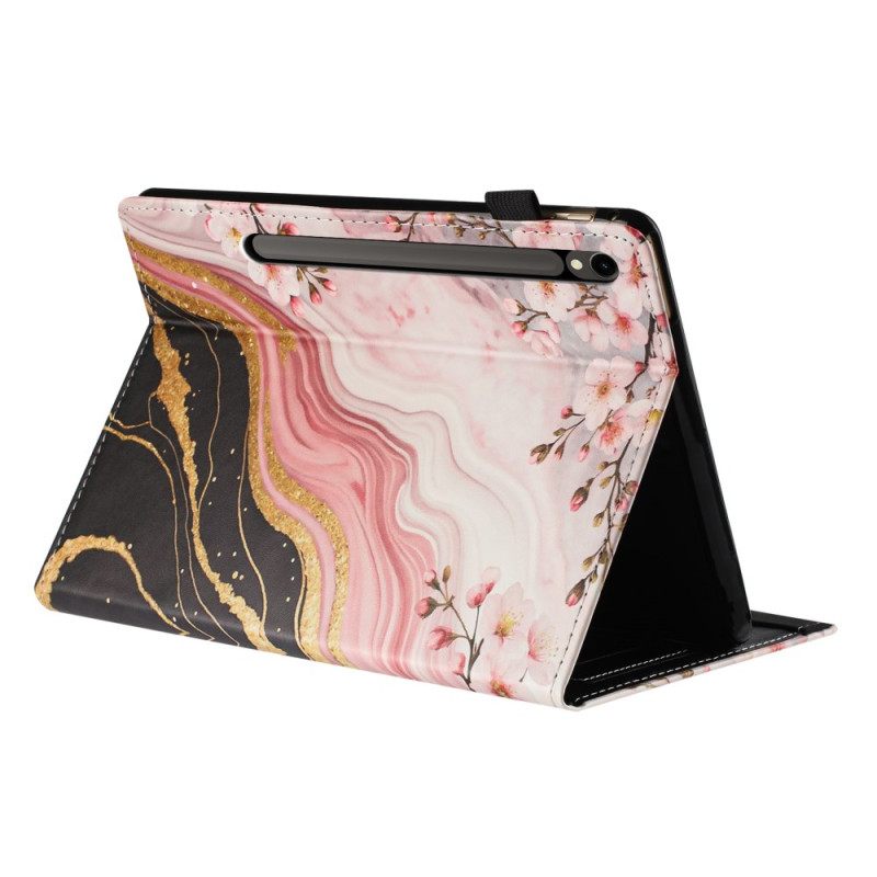 Hoesje Case Samsung Galaxy Tab S10 Fe Telefoonhoesje Marmeren Bloemenontwerp