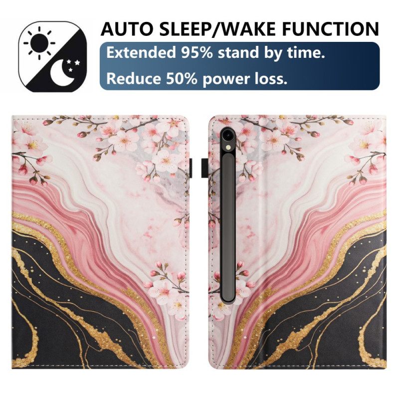 Hoesje Case Samsung Galaxy Tab S10 Fe Telefoonhoesje Marmeren Bloemenontwerp