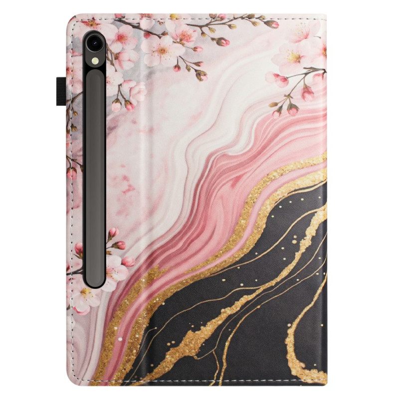 Hoesje Case Samsung Galaxy Tab S10 Fe Telefoonhoesje Marmeren Bloemenontwerp
