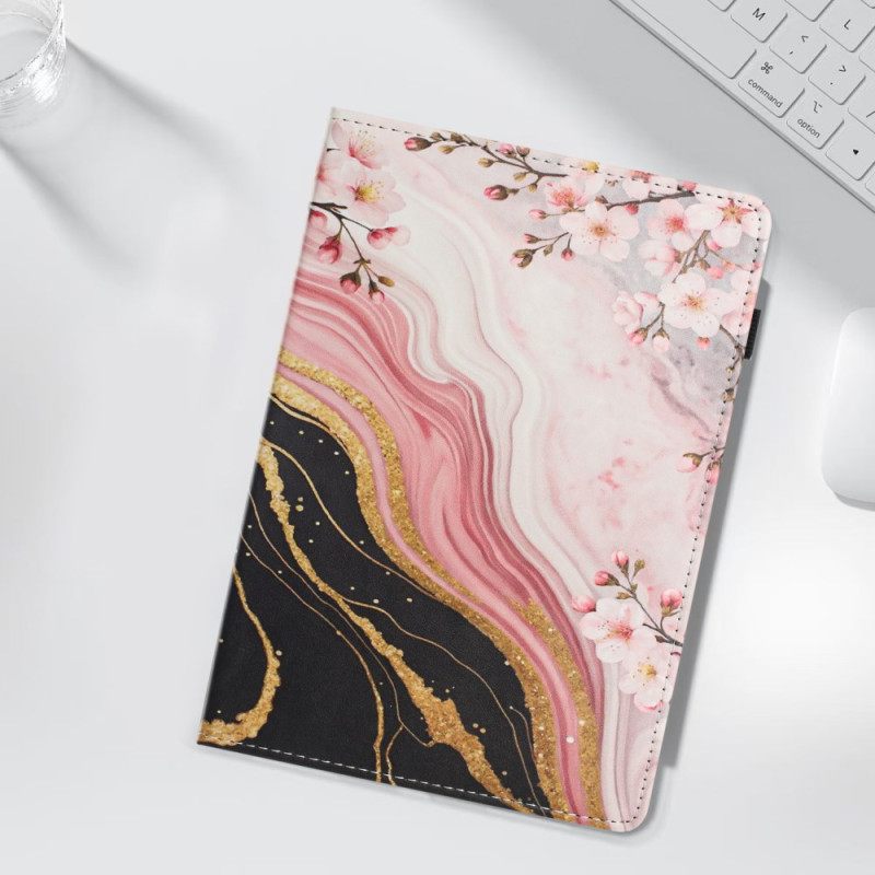 Hoesje Case Samsung Galaxy Tab S10 Fe Telefoonhoesje Marmeren Bloemenontwerp