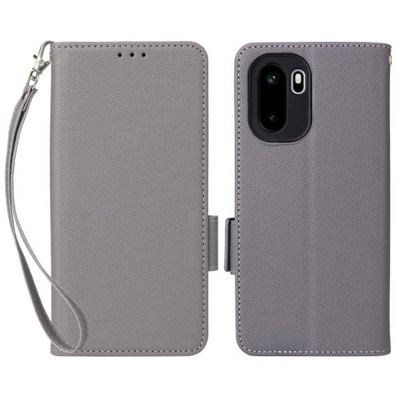 Flip Case Leren Oneplus 15r Lychee-textuur Met Bandje