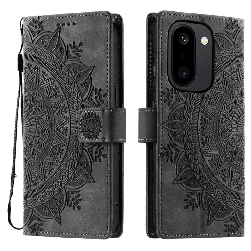 Flip Case Leren Oneplus 15r Portemonnee Met Mandala Suède-effect