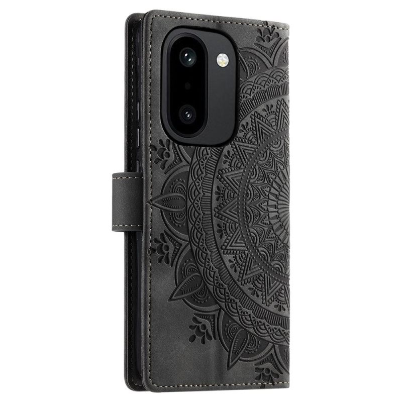 Flip Case Leren Oneplus 15r Portemonnee Met Mandala Suède-effect