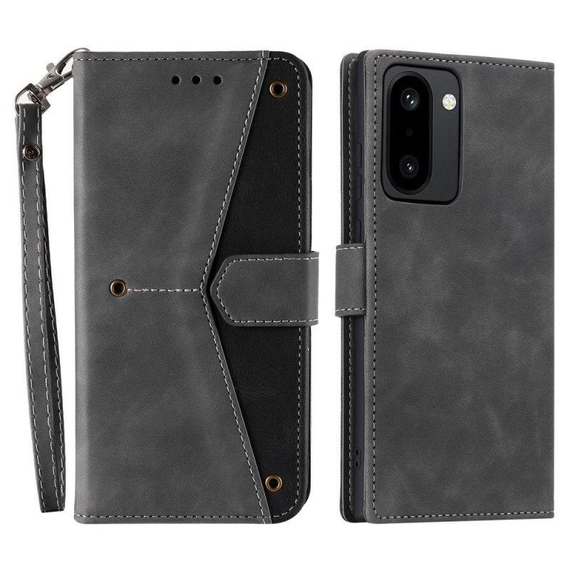 Flip Case Leren Oneplus 15r Portemonnee Met Retro Bandje